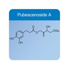 Pubescenoside A skeletal structure diagram.Hemiterpenoid molecule scientific illustration.
