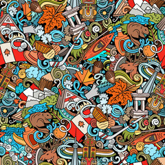 Obraz premium Cartoon doodles Canada seamless pattern