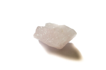 clear quartz gemstone on white background