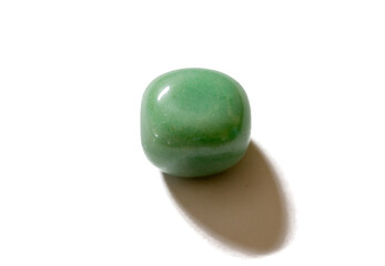 green aventurine gemstone on a white background