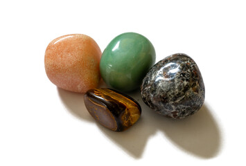 set of mineral stones on white background