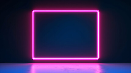 3d render abstract black background with blank neon