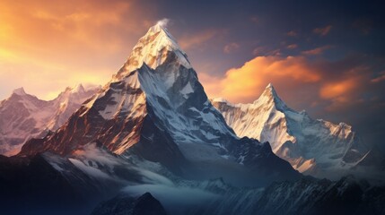 Evening panoramic view of Ama Dablam on the way to Everest Base Camp - Nepal