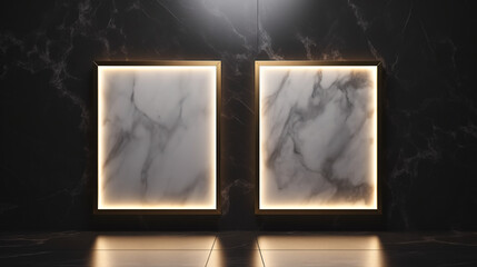 3d render abstract black background with white marble
