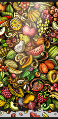 Cartoon vector doodle Fresh Fruits banner background