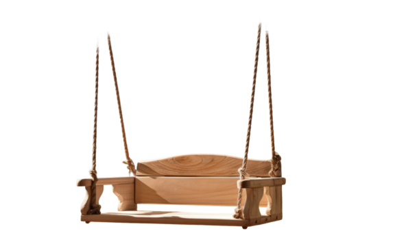 Hanging Wooden Tree Swing On Isolated Background