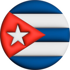 3D Flag of Cuba on circle