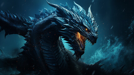 dark dragon water splash - Powered by Adobe
