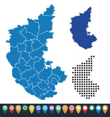 Set maps of Karnataka state - obrazy, fototapety, plakaty