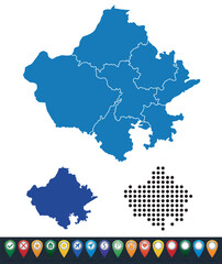 Obraz premium Set maps of Rajasthan state