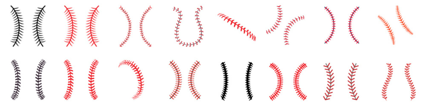 Baseball Stitches icon vector set. Baseball illustration sign collection. Sport symbol or logo.