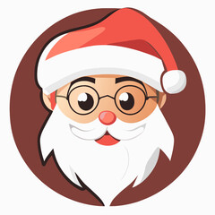 Obraz na płótnie Canvas Christmas Santa Claus face with glasses and red hat. Vector illustration.