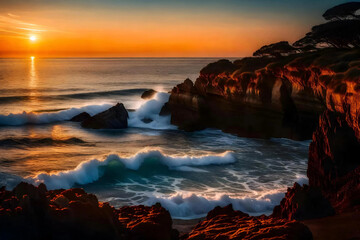 Obraz premium Mystical Coast Sunsets with Creative Compositions and Lighting