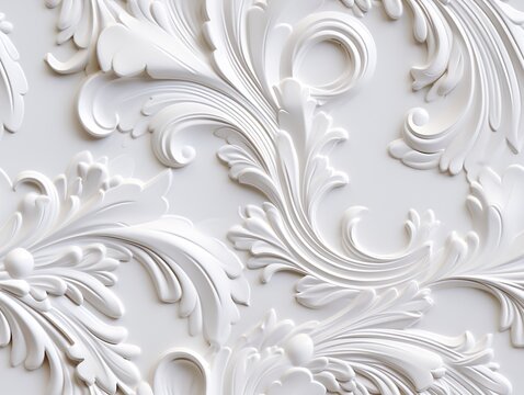 Seamless barocco scrollwork pattern venzel and whorl Royal vintage Victorian Gothic Rococo white background