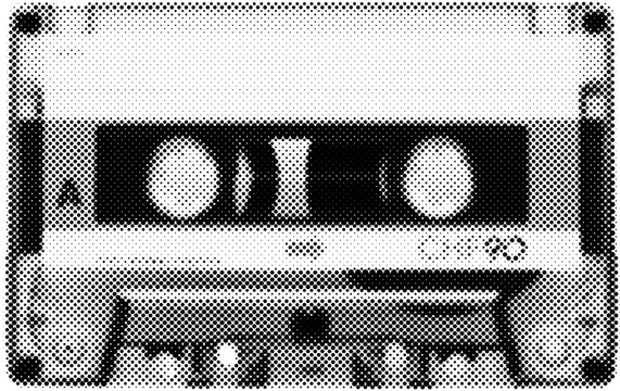 Tape Cassette in halftone dots texture, isolated black and white vector design element