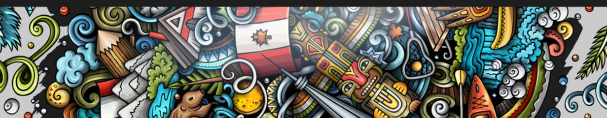 Cartoon vector doodle Canada banner design