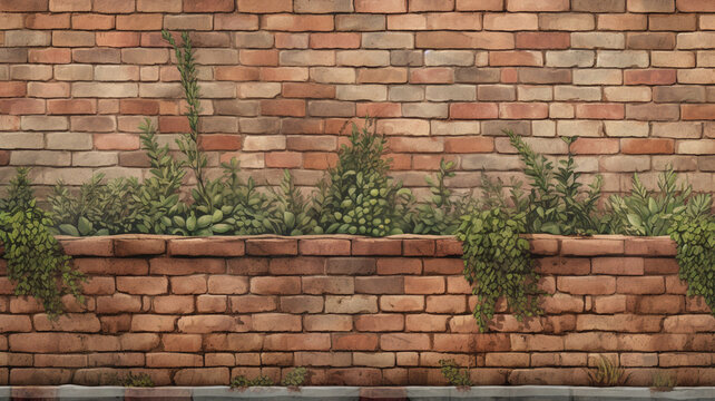 brickwall with grass