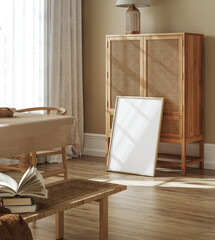Mock up frame in cozy room interior background, 3d render © artjafara
