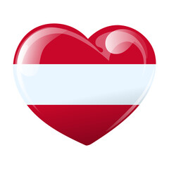 Flag of Austria in the shape of a heart. Heart with flag of Austria. 3D illustration, vector