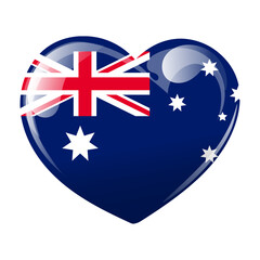 Australian flag in the shape of a heart. Heart with the flag of Australia. 3D illustration, vector