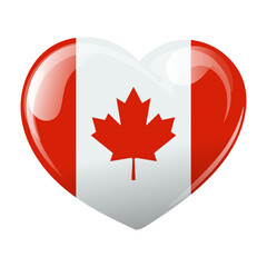 Fototapeta premium Flag of Canada in the shape of a heart. Heart with Canada flag. 3d illustration, vector