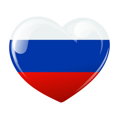 Fototapeta premium Flag of Russia in the shape of a heart. Heart with the flag of Russia. 3D illustration, vector