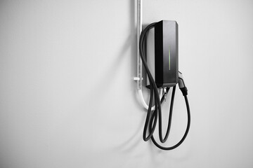Charging station for electric cars on the wall