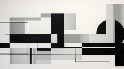 Monochrome painting geometric shapes flat abstraction