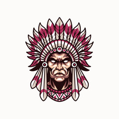 indian chief mascot logo design