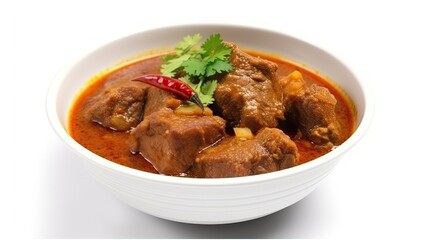Fototapeta premium Kerala chicken curry on a table, white bowl