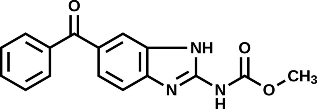 Mebendazole structural formula, vector illustration