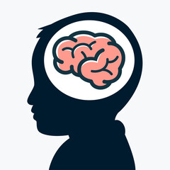 A silhouette of a brain of a baby. Vector Illustration.