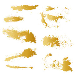 金色のインクが飛び散る・筆跡のテクスチャー素材　ベクター - obrazy, fototapety, plakaty
