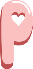 cute valentine alphabet lowercase p