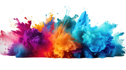 Fototapeta na wymiar colorful vibrant holi paint splash powder explosion with bright colors isolated transparent background