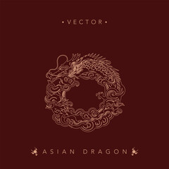 Intricate Asian Dragon Vector Illustration