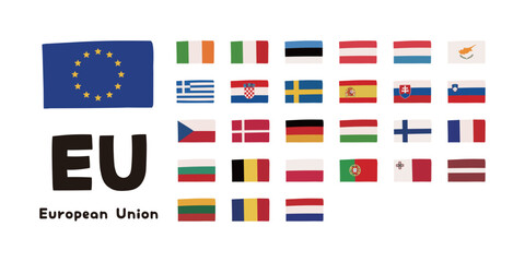 EUの加盟国の国旗セット一覧 - obrazy, fototapety, plakaty