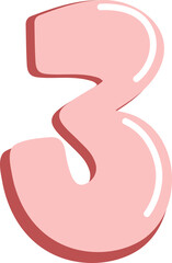 cute valentine alphabet number three 3