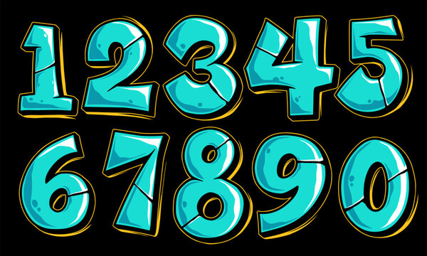 Blue Ice Graffiti Numbers illustration vector Urban Charm of Coolness in Street Art 