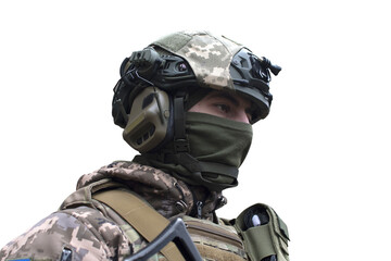 A ukrainian soldier isolated