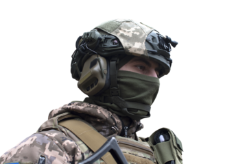 A ukrainian soldier isolated