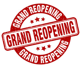 grand reopening stamp. grand reopening label. round grunge sign