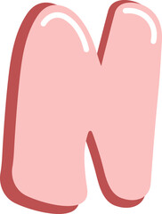 cute valentine alphabet uppercase n