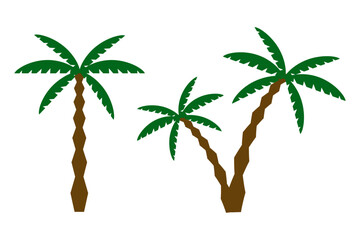 Palm trees in graphic style. Set of tropical trees for design or computer game