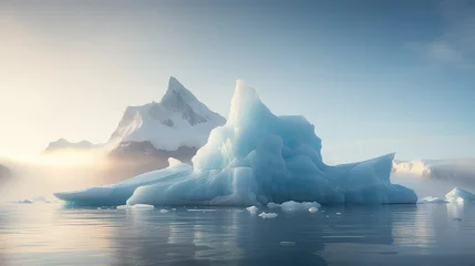 Zelfklevend Fotobehang ocean dome icebergs landscape illustration water beauty, majestic pristine, wilderness climate ocean dome icebergs landscape © vectorwin