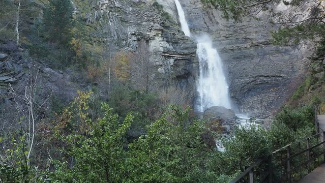  Sorrosal Waterfall in Broto, Pyrenees, Huesca Province, Aragon, Spain.
