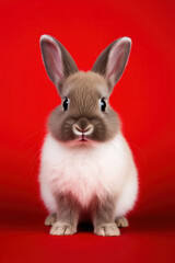 Obraz premium rabbit on a red background7