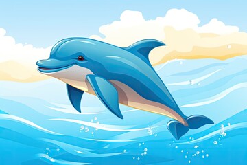 dolphin jump out of water illustration