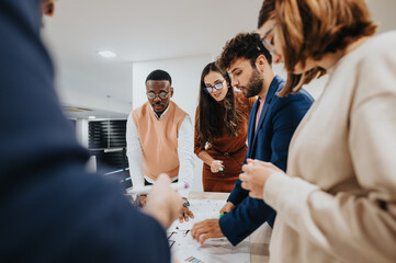 Multiracial Corporate Team Collaborating on Business Growth and Financial Planning