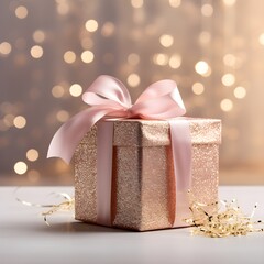 golden gift box with ribbon